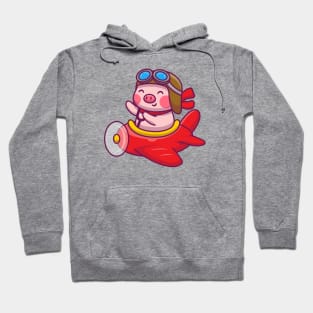 Cute Pig Riding Airplane Hoodie